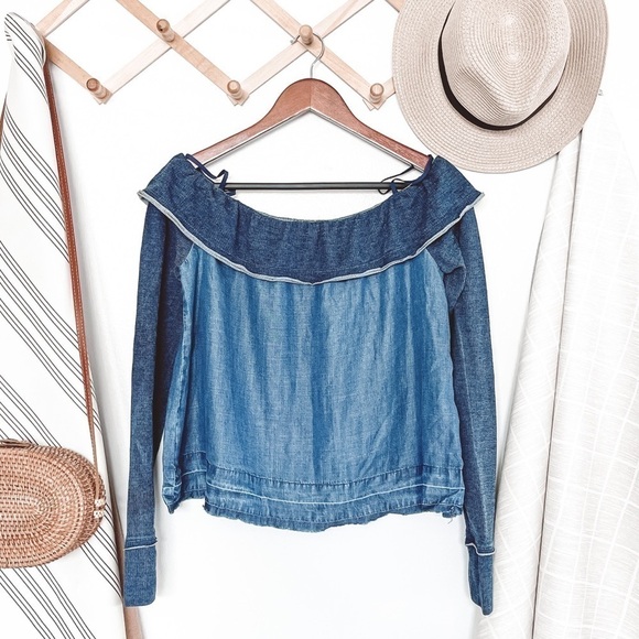 Anthropologie Cloth & Stone Off The Shoulder Blouse - Picture 1 of 5